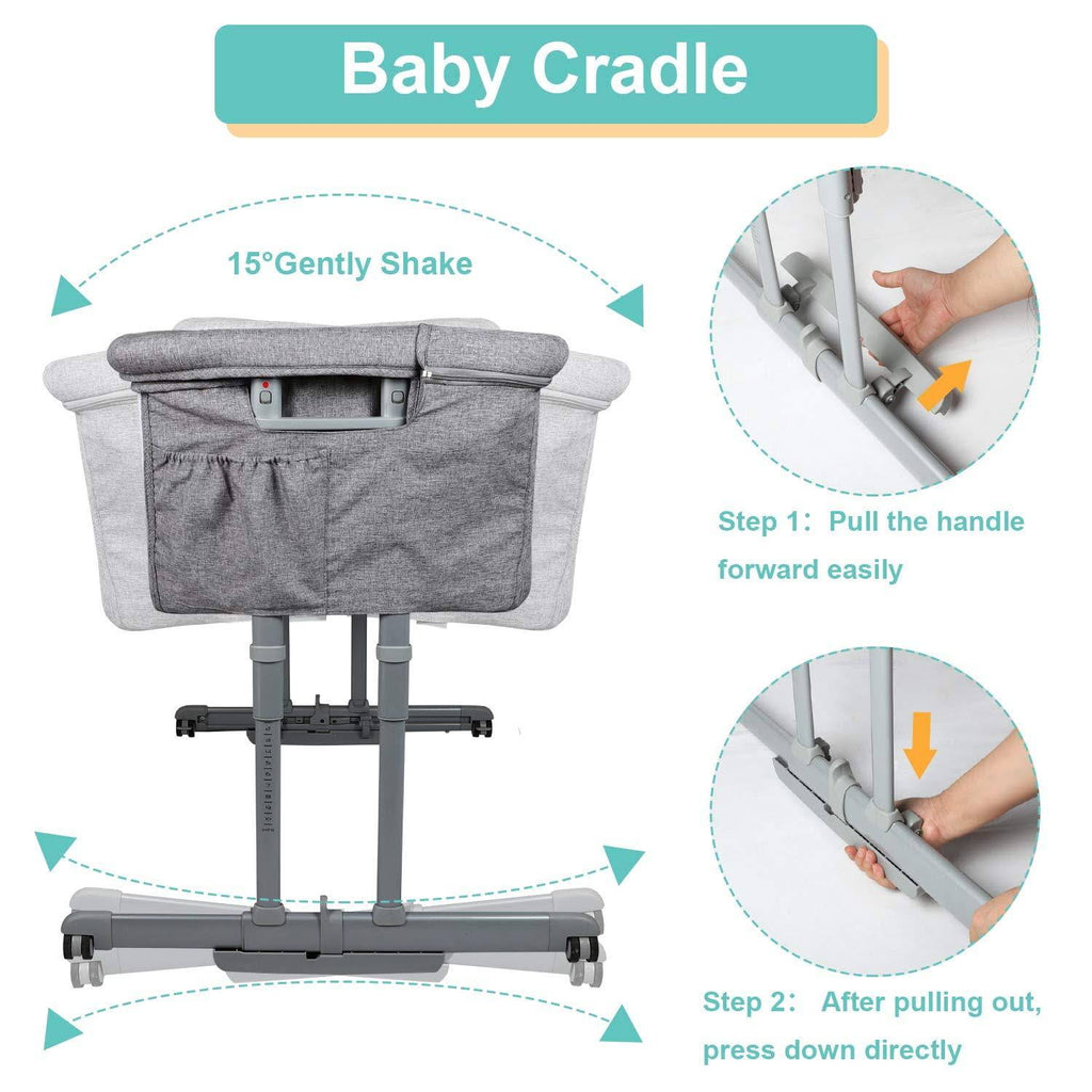 3-in-1 Baby Bassinet & Bedside Sleeper with Cradle Mode E7886