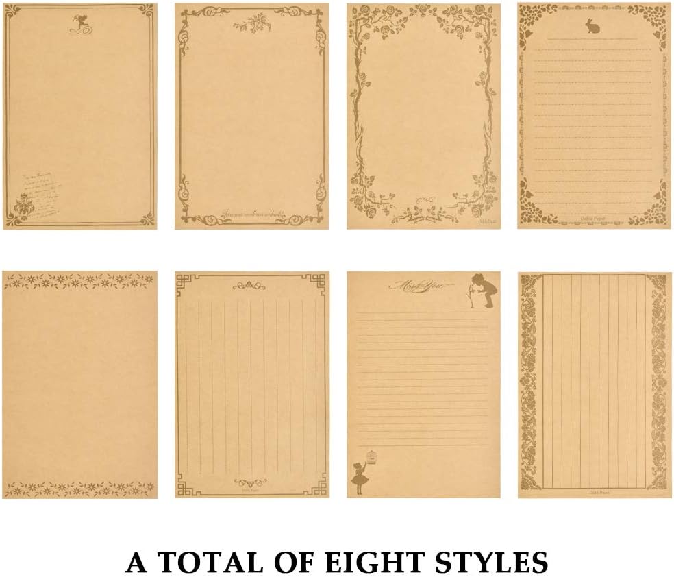96 Sheets Vintage Stationary Paper and Envelopes Set T429