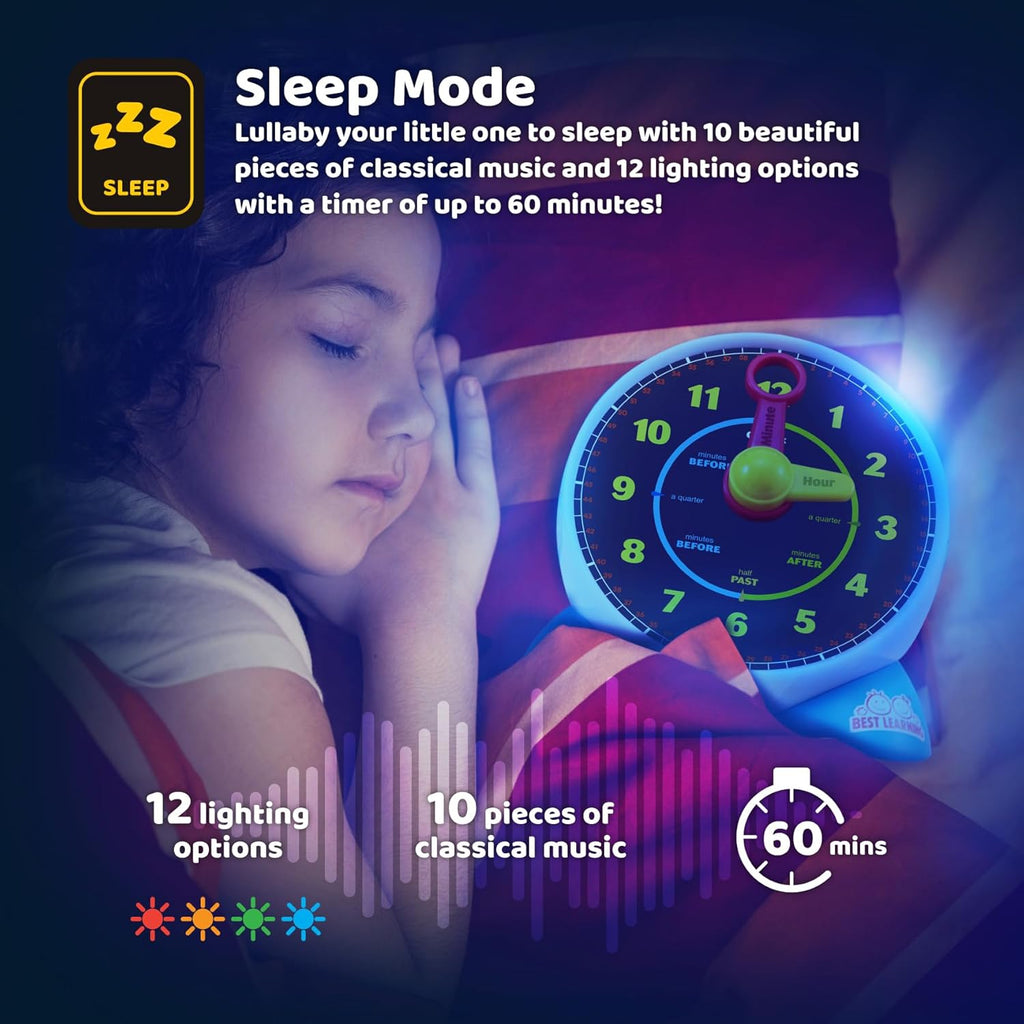 Learning Clock Teaching Light-Up Toy with Quiz and Music Sleep Mode K4776