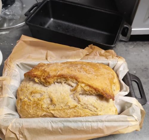 2-In-1 Cast Iron Loaf Pan Rectangular Baking Pan with Banneton Bread Proofing Basket Set L5597