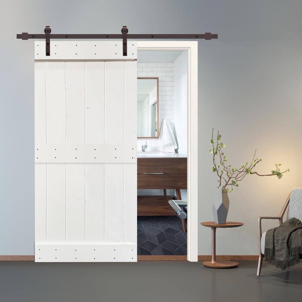 White Stained 2 Panel Barn Door with Sliding Hardware I9908