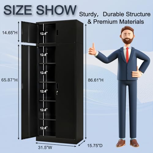 Black Lockable Steel Storage Cabinet with 2 Drawers L5945