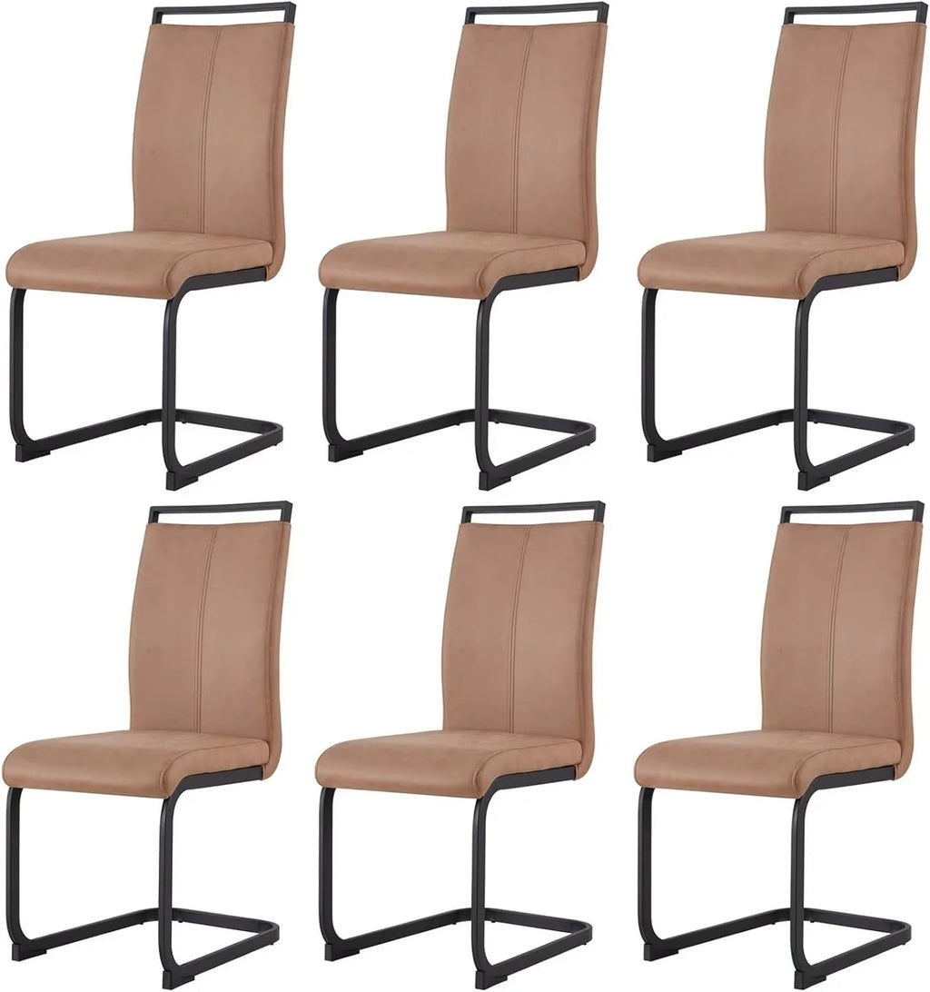 Soft Fabric Dining Chairs Set of 6 with Padded Seat F642794
