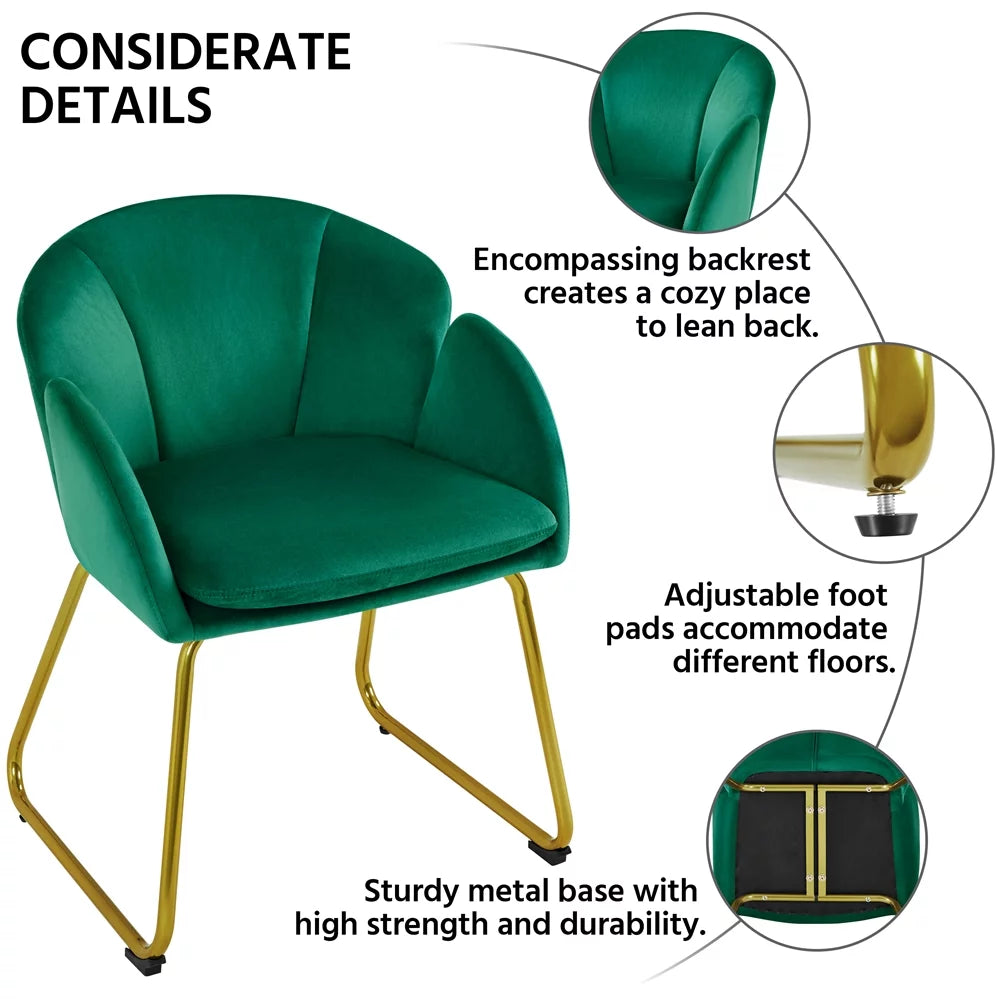 Green Velvet Armchair with Golden Metal Legs B8482