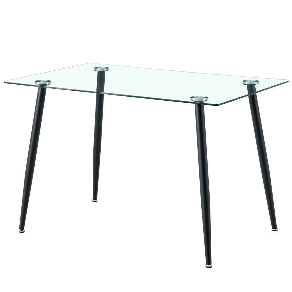 5 Piece Glass Top Dining Table Set with 4 Linen Chairs W53162