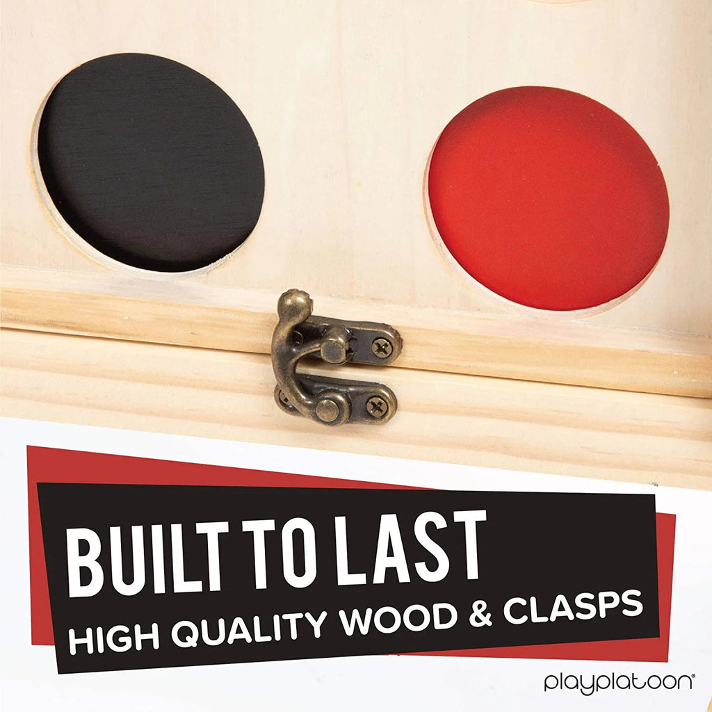 Wooden 4 in a Row Game with Coins, Case and Rules H12240