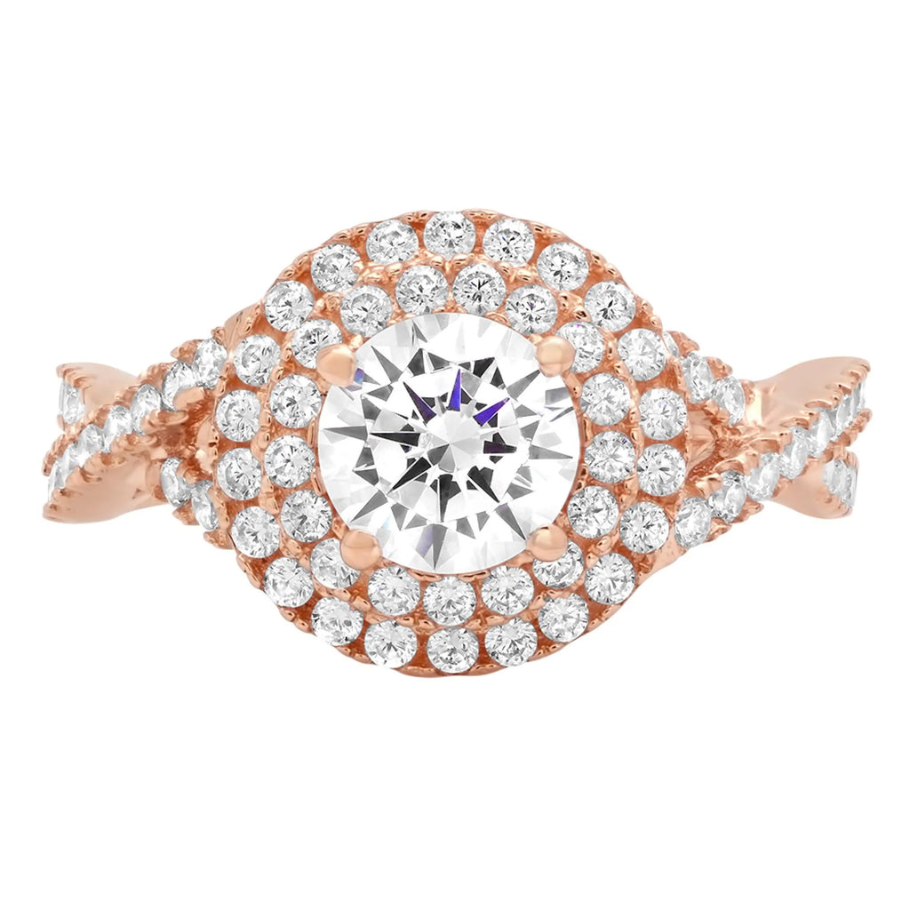 18K Rose Gold Halo Engagement Ring M423212