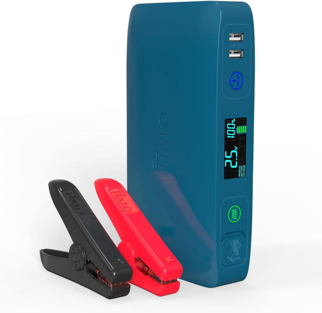 Portable Phone Laptop Charger Car Jump Starter with Outlet, LCD Display, Flood Light and Car Charger I943