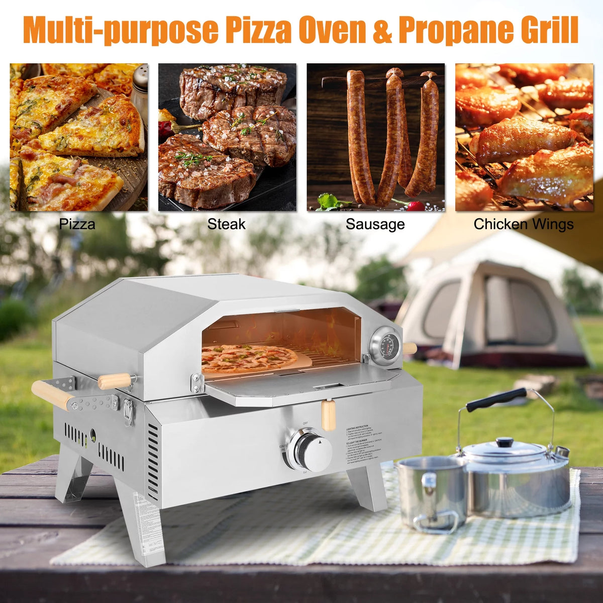12 Inch 2-in-1 Gas Pizza Oven & Propane Grill Z86667