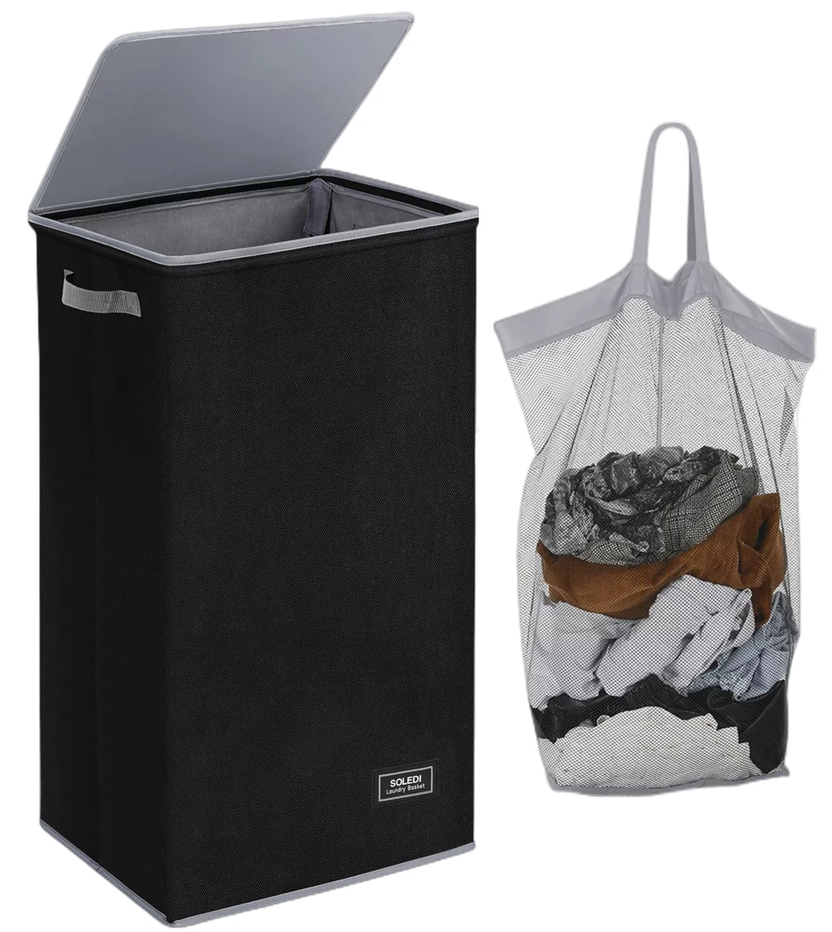 100L Collapsible Laundry Hamper with Lid & Laundry Bag S39465