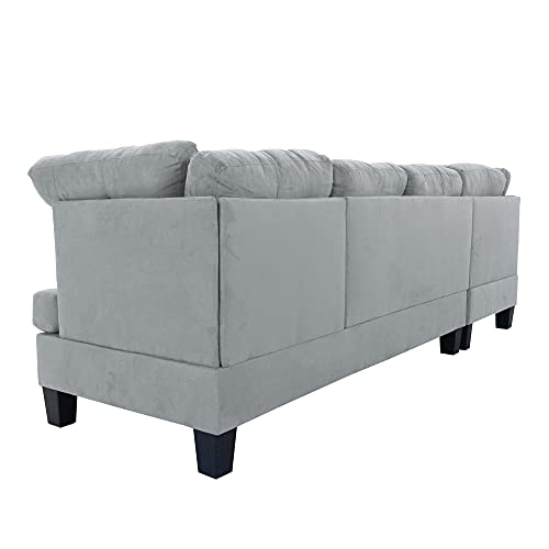 3 Piece Micro Suede L Shaped Sectional Sofa with Ottoman W618107