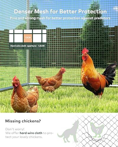 Large Metal Chicken Coop Run with Spire Roof Outdoor Poultry Cage with Waterproof UV-Resistant Cover (8.9’ W x 11.8’ L x 6.6’ H) H441