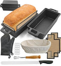 2-In-1 Cast Iron Loaf Pan Rectangular Baking Pan with Banneton Bread Proofing Basket Set L5597