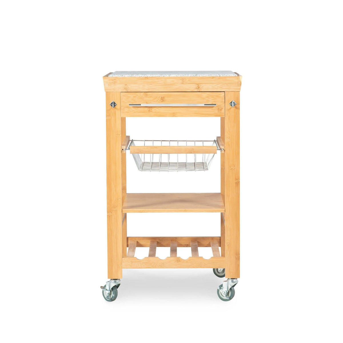 Bamboo Granite Top Kitchen Cart W27667