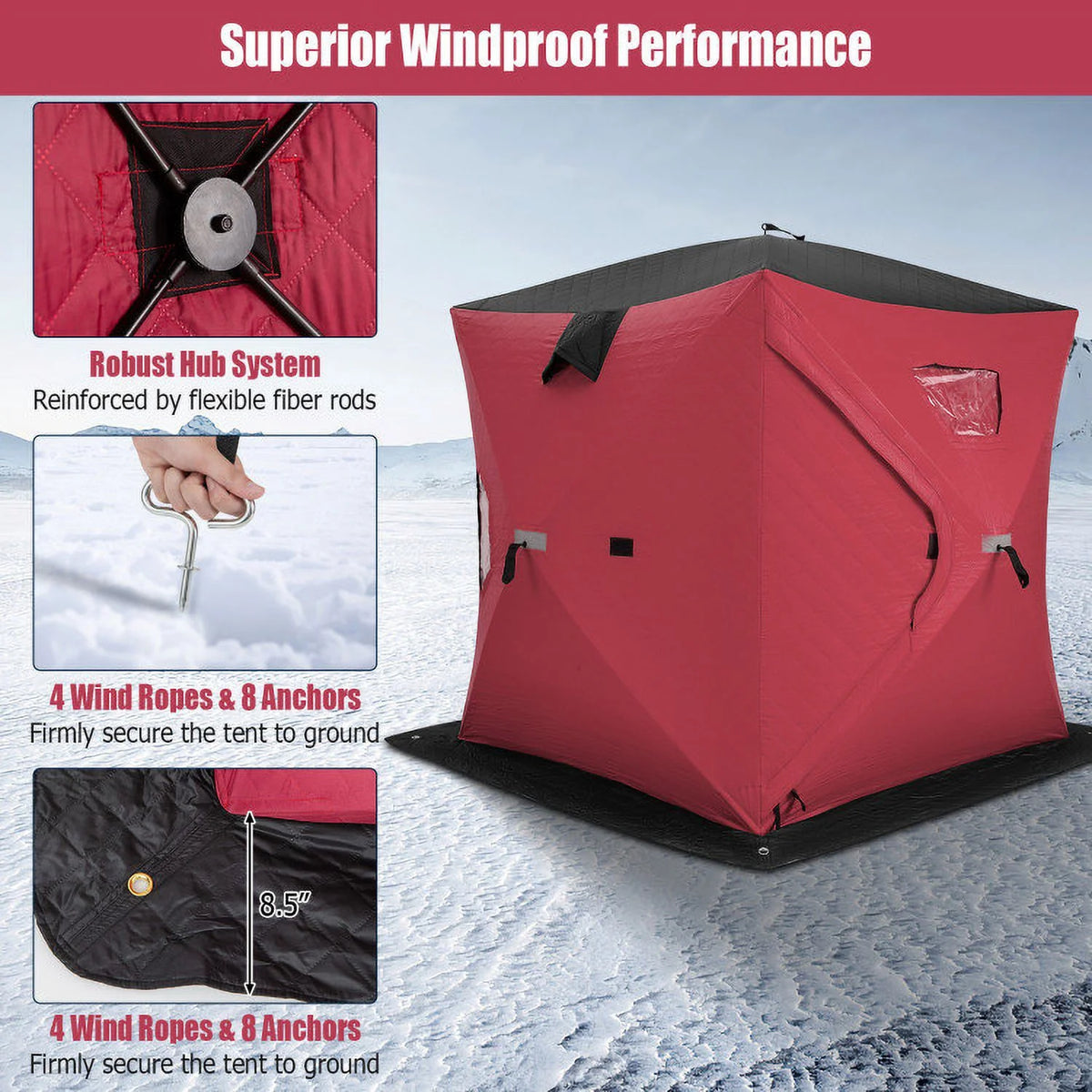 Portable Ice Shanty for 2 People with Carrying Bag Y398