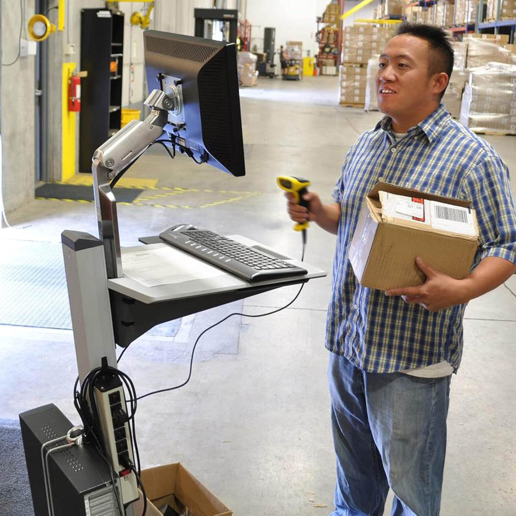 Rolling Computer Cart Mobile Standing Desk Workstation, Grey T5228