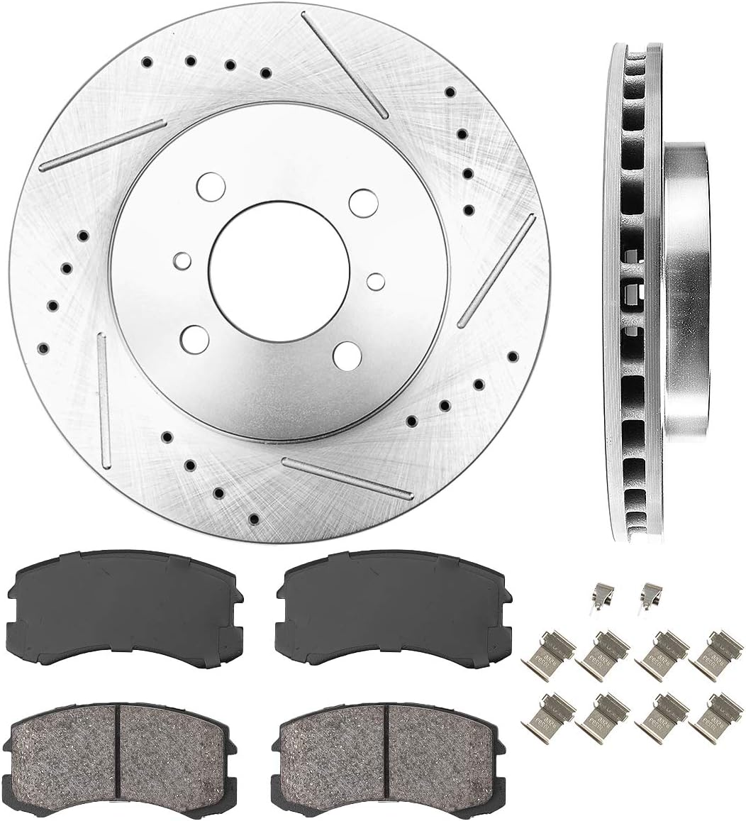 Front 256mm D/S 4 Lug Rotors + Brake Pads + Clips Pack of 2 V678