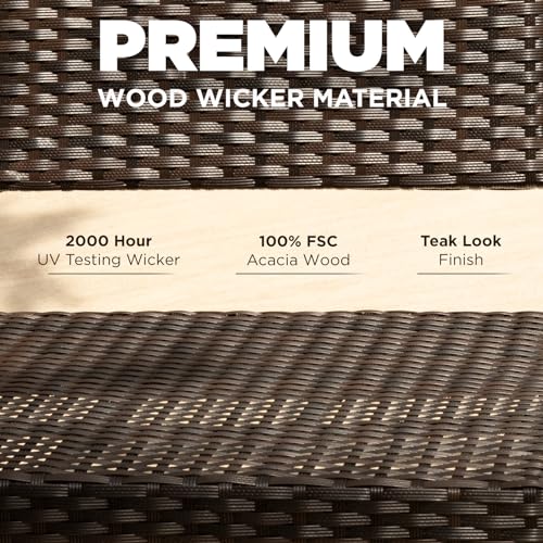 Wood Wicker 3 Piece Patio Bistro Set A237