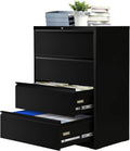 Black 3 Drawer Lateral File Cabinet with 6 Adjustable Hanging Bars E3921