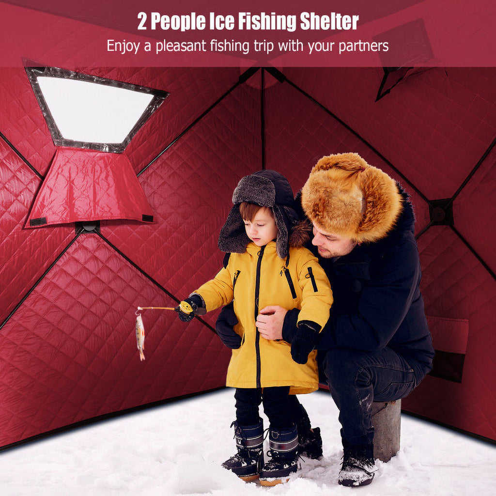 Portable Ice Shanty for 2 People with Carrying Bag Y398
