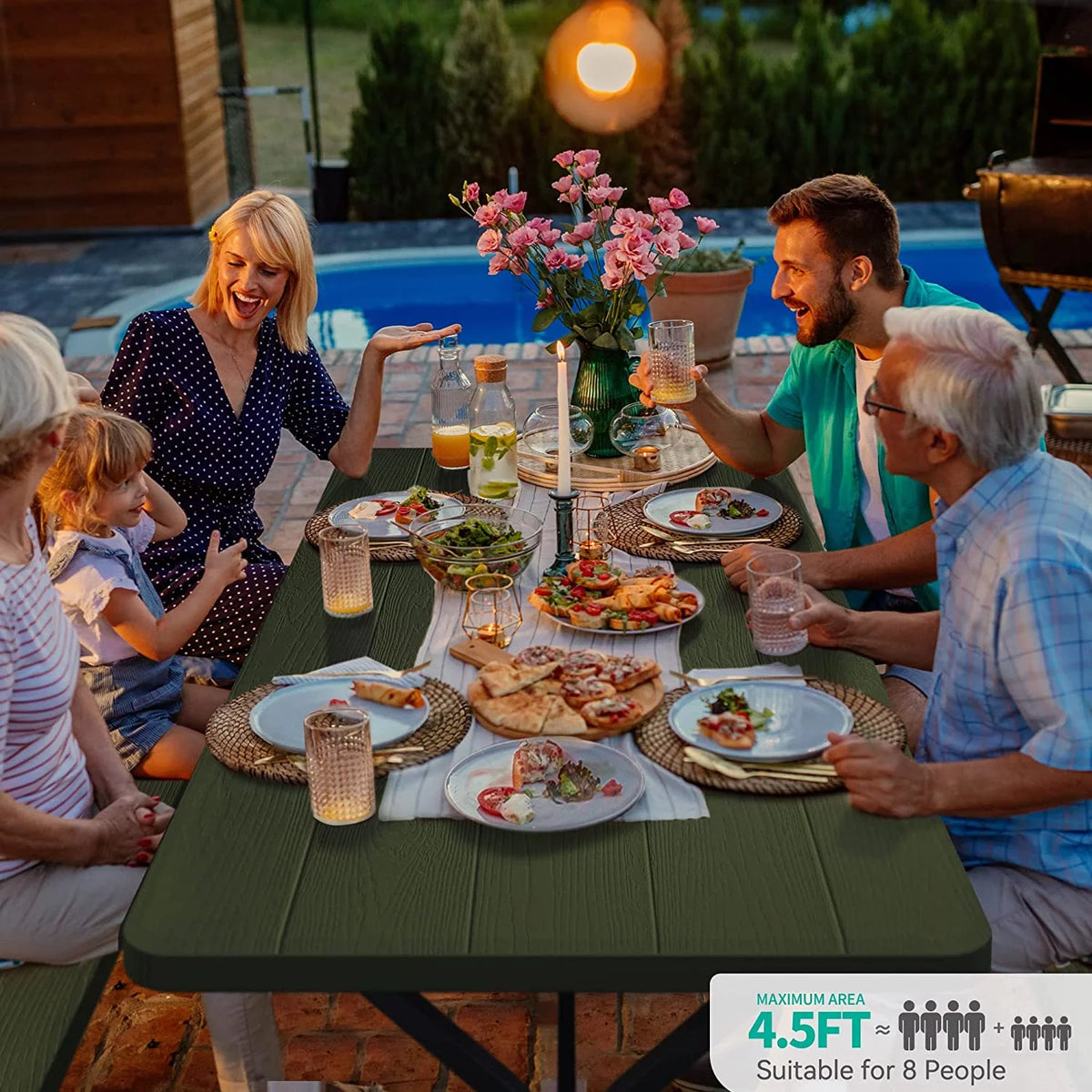 6ft Heavy Duty Outdoor Picnic Table and Bench Green D3423