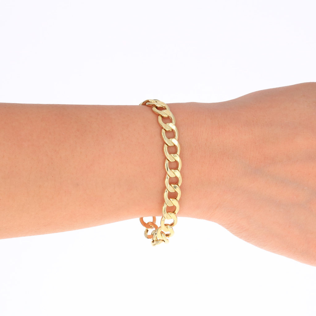 10k Yellow Gold 8mm Cuban Link Chain Bracelet I769