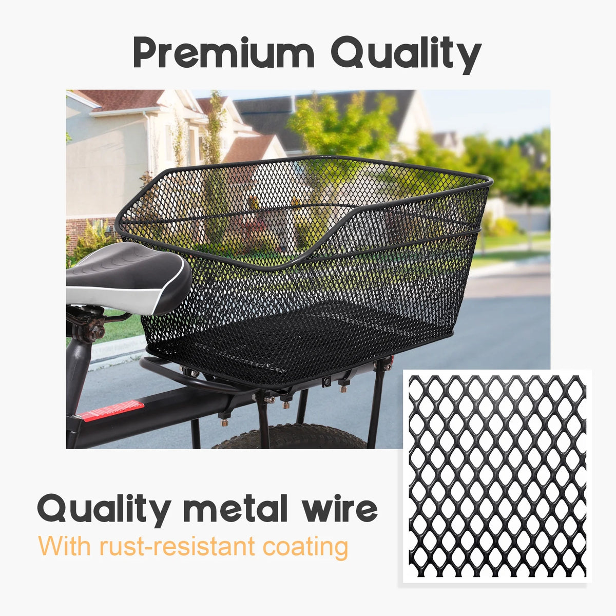 Metal Wire Waterproof Rear Bike Basket 20 L J35520