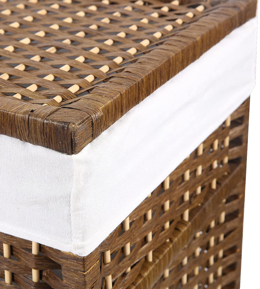 Brown Paper Rope Woven Laundry Basket with Lid W774