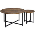 Round Coffee Table Set of 2 with Metal Frame H229