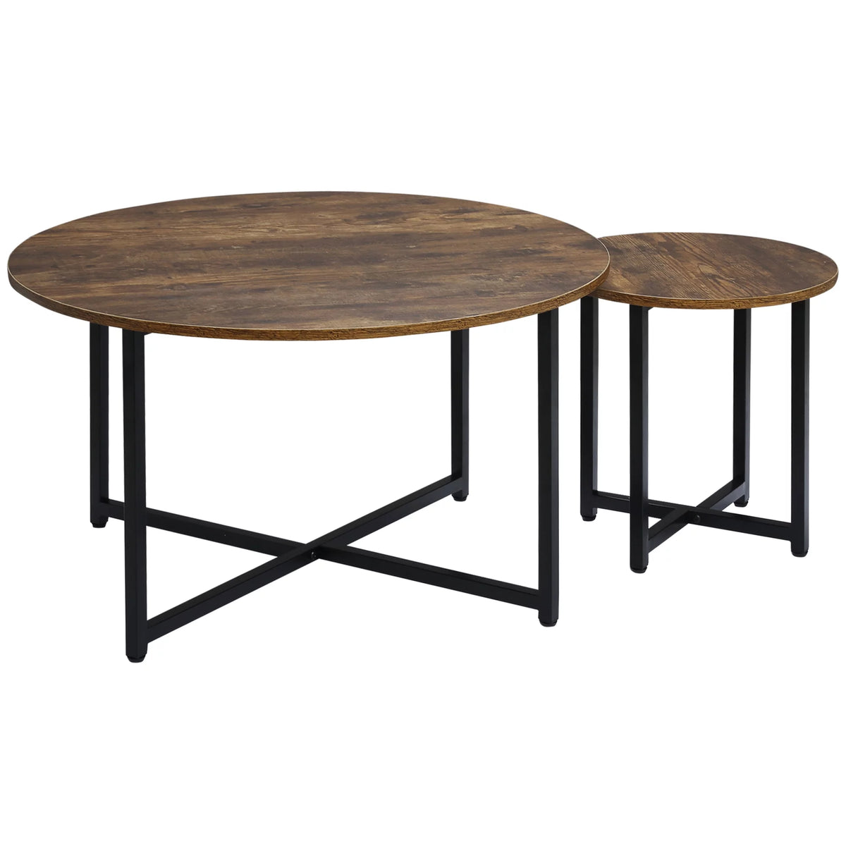Round Coffee Table Set of 2 with Metal Frame H229