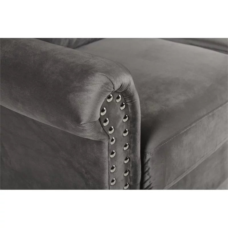 Gray Polyester Fabric Loveseat T69890