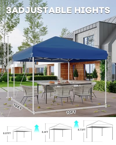 10x10 Pop Up Canopy Tent with 4 Sandbags & Carrying Bag - Blue J8852