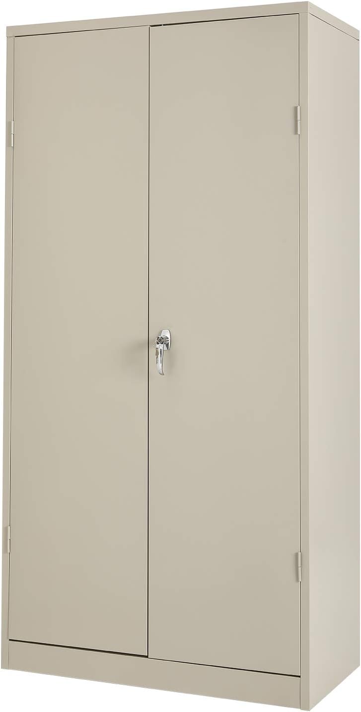 Tall Gray Locking Steel Storage Cabinet with 4 Adjustable Shelves F8065