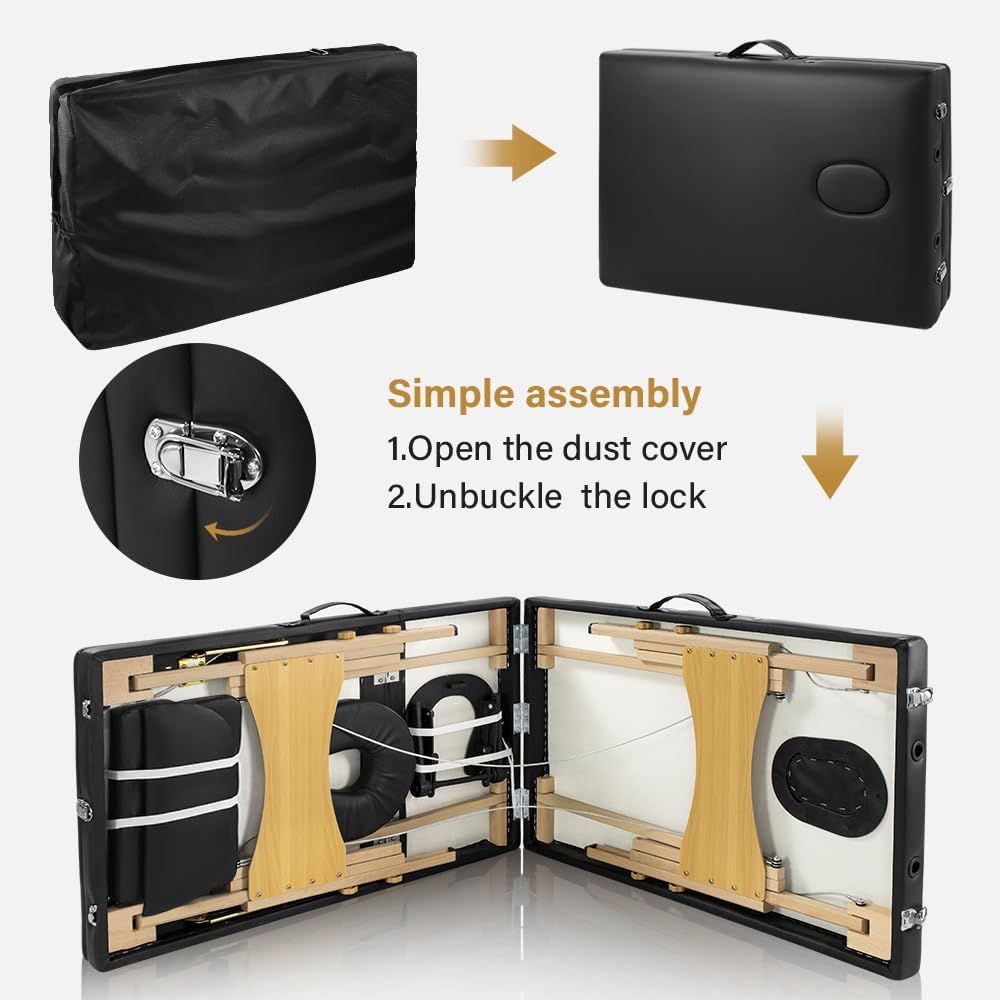 Black Folding Massage Table with Carry Case D317796