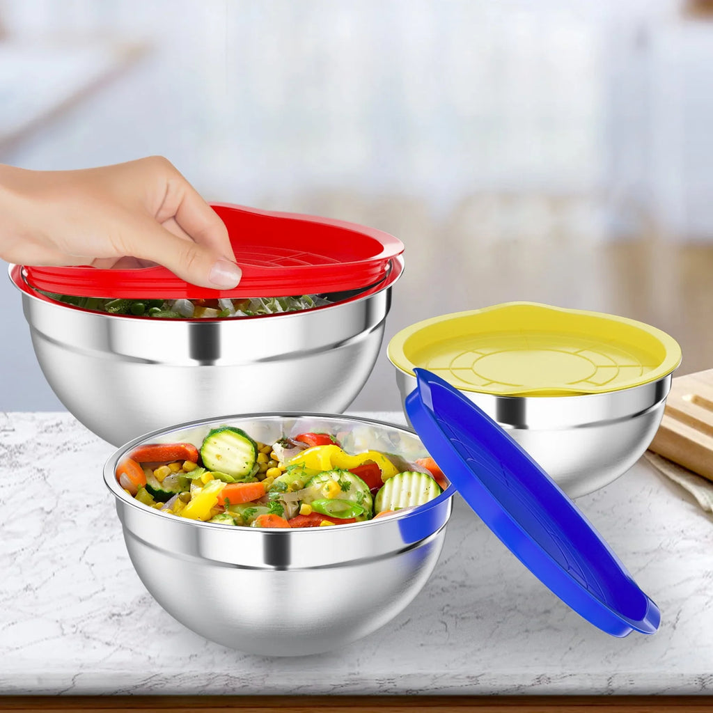 Stainless Steel Mixing Bowls Set with Lids 7 Pc M303374