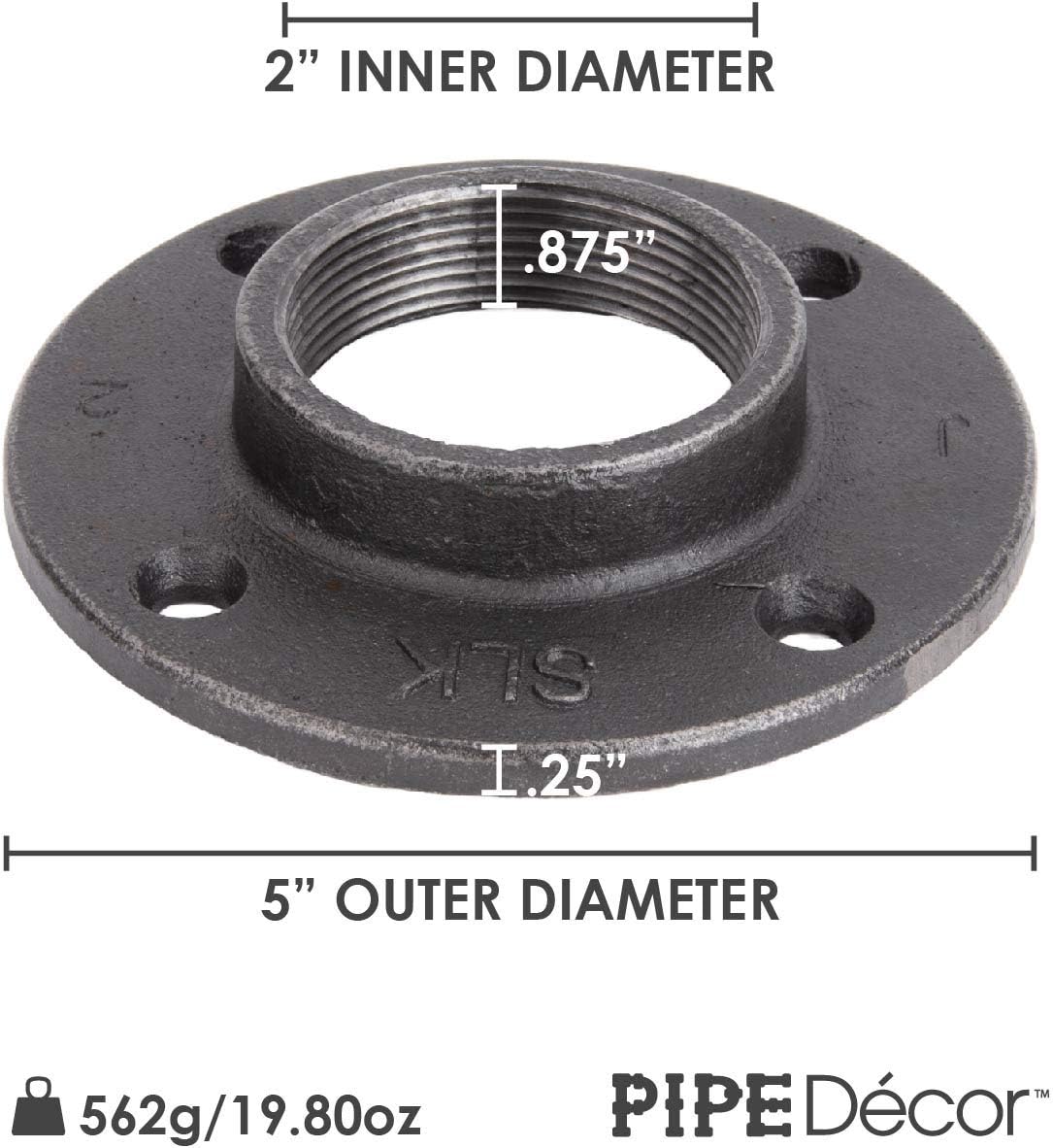Cast Iron Floor Flange 4 Pack, Steel Grey, 2 Inch Threaded N629850