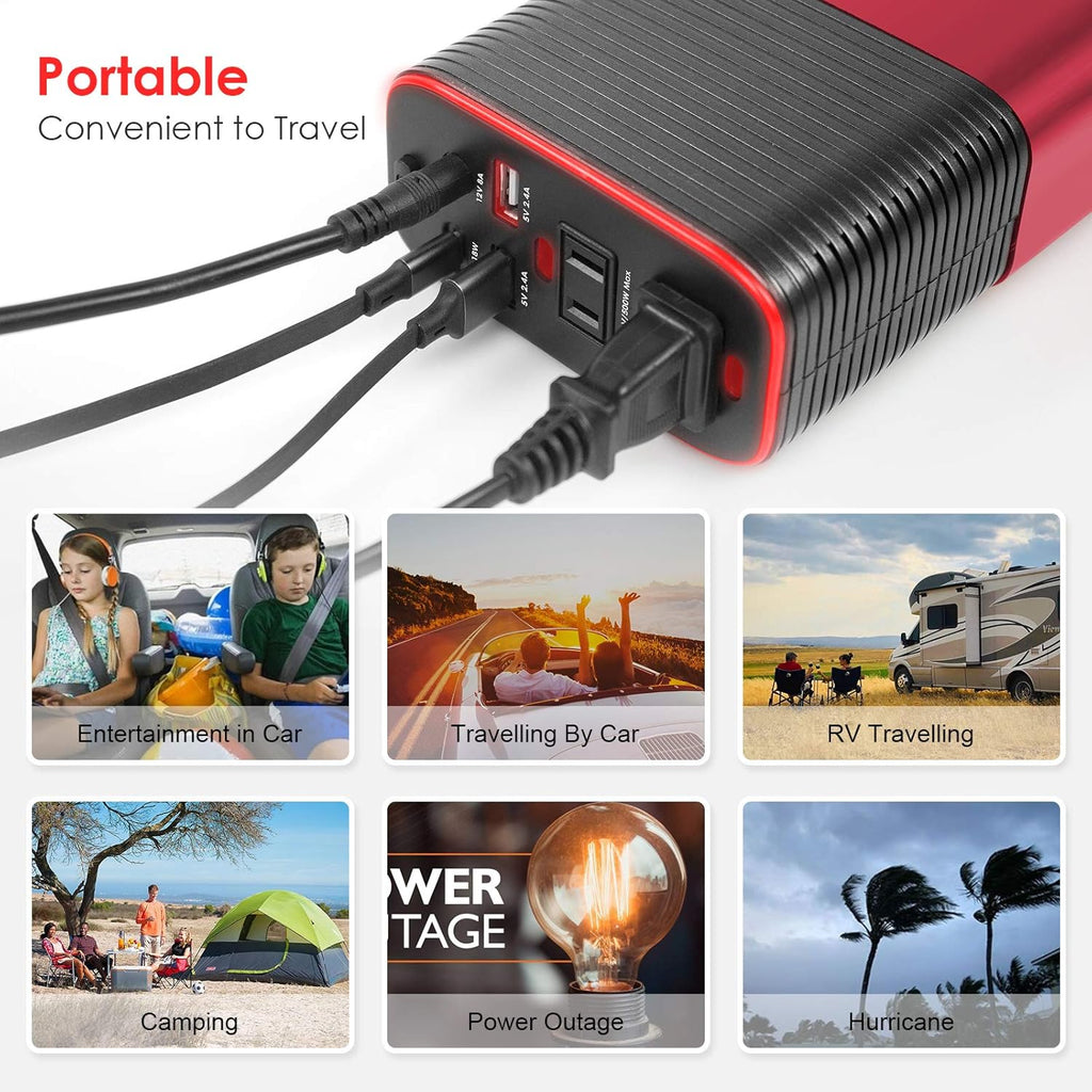 500W Pure Sine Wave Power Inverter DC 12V to AC 110V Car Inverter with Type C PD18W/12V DC Output/4.8A Dual USB Charging Ports and 2 AC Outlets Pack of 2 Q8681