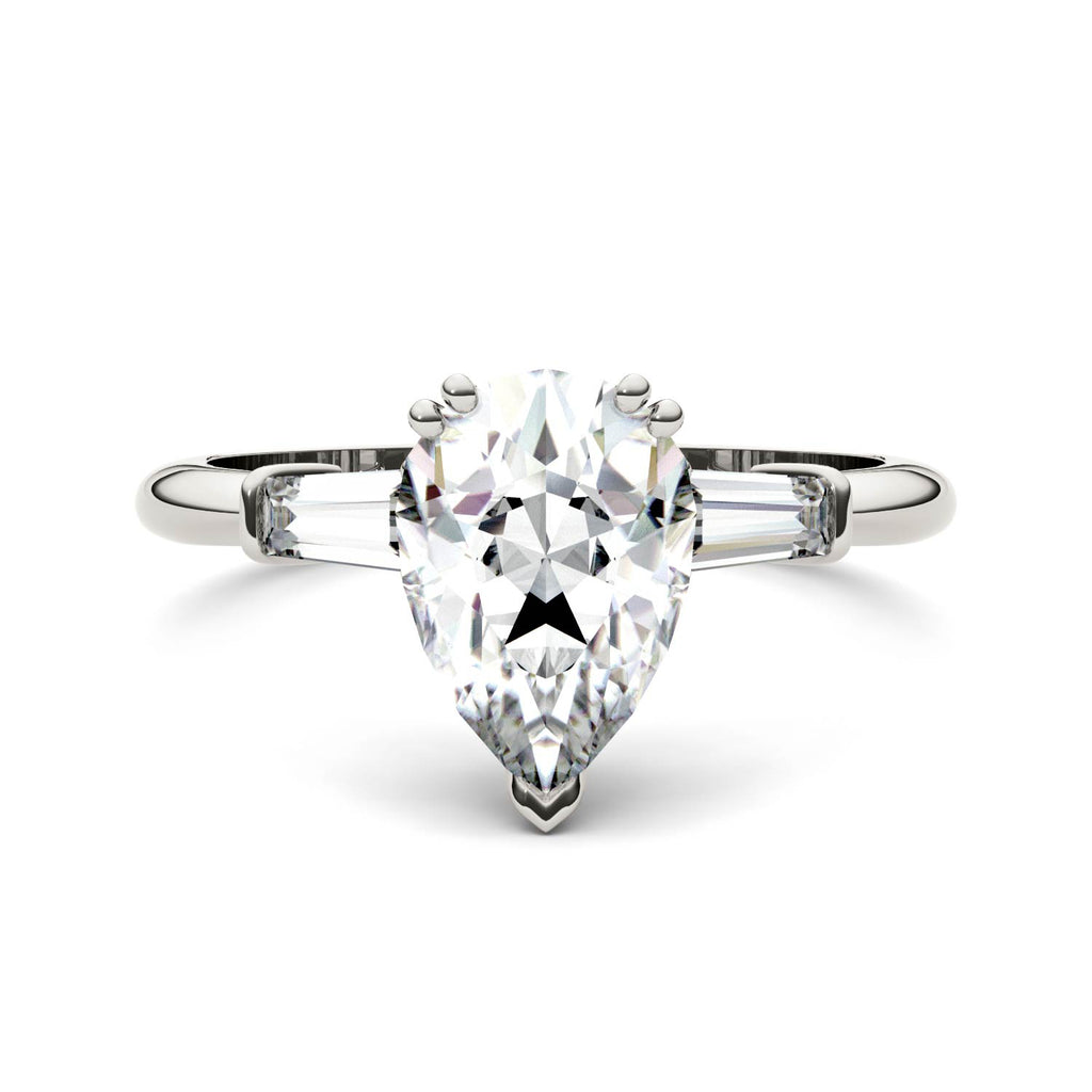 Pear Cut Moissanite Engagement Ring 2.47 DEW M950