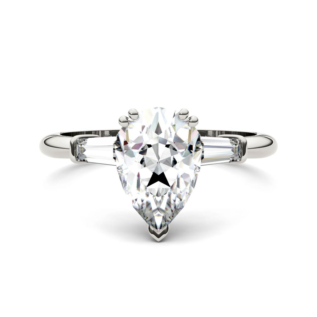 Pear Cut Moissanite Engagement Ring 2.47 DEW M950