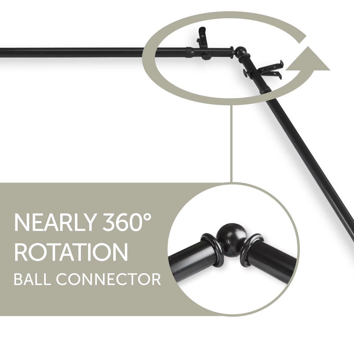 13/16" 5-Sided Bay Window Curtain Rod - Black B849123