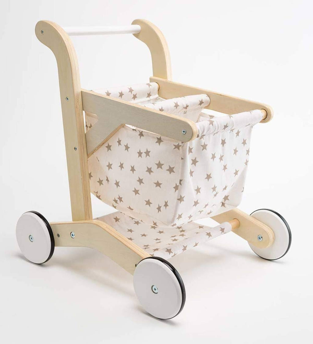 Wooden Shopping Cart Walker with Rolling Wheels P41212