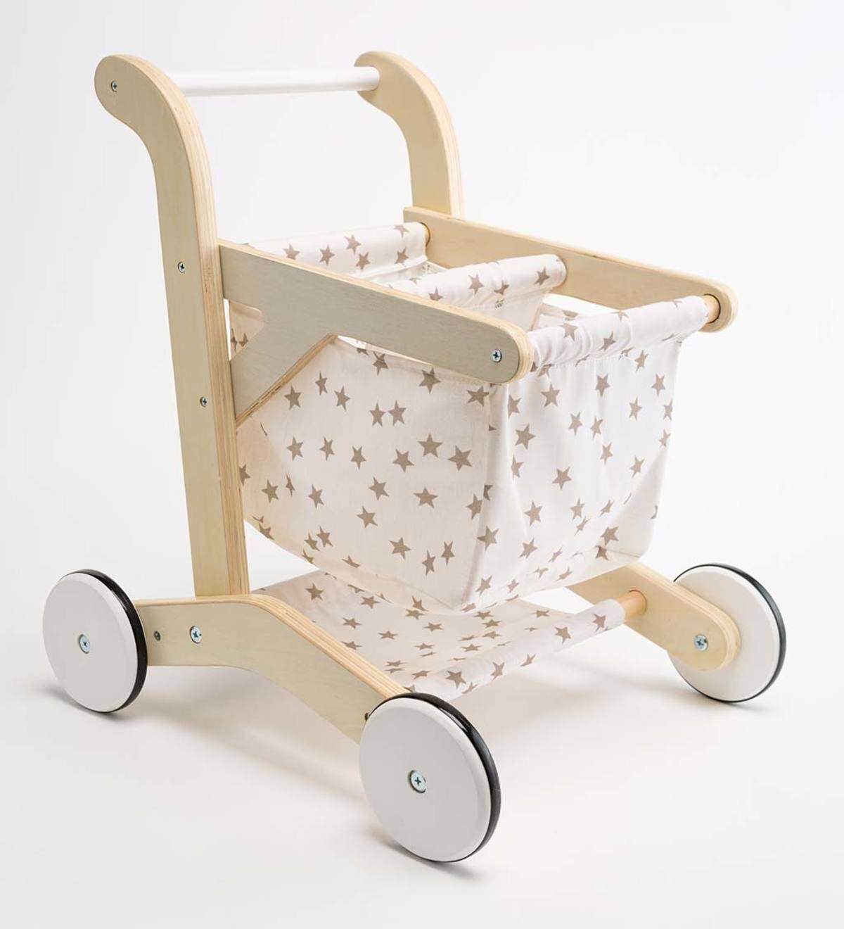 Wooden Shopping Cart Walker with Rolling Wheels P41212