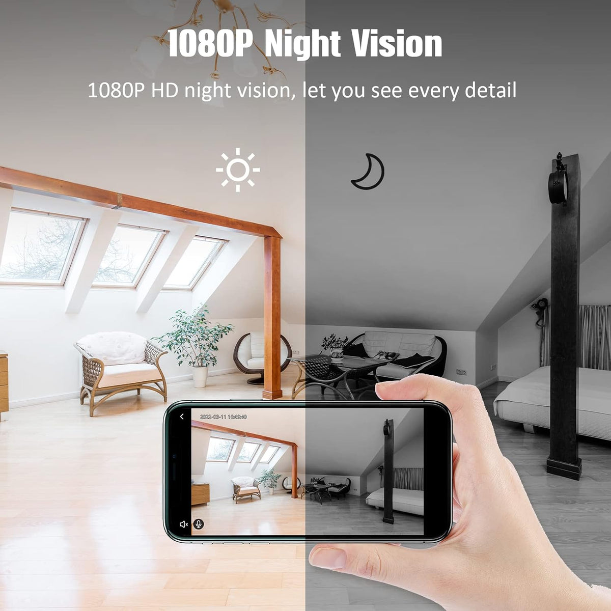 Wireless Security Camera Outdoor, 1080P Battery Powered WiFi Camera, IP65 Weatherproof T97844