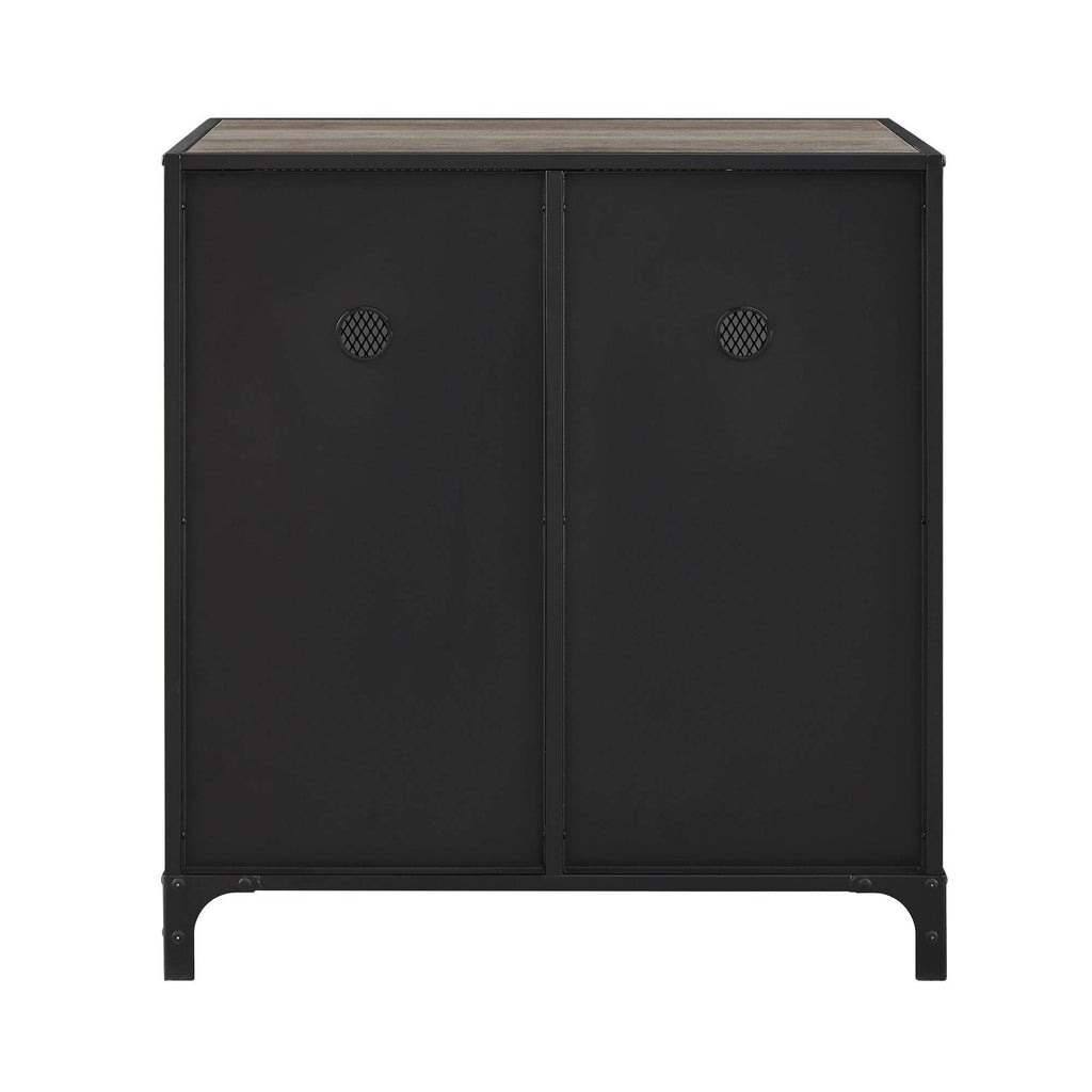 Urban Industrial Accent Cabinet with Mesh Gray Wash O8662