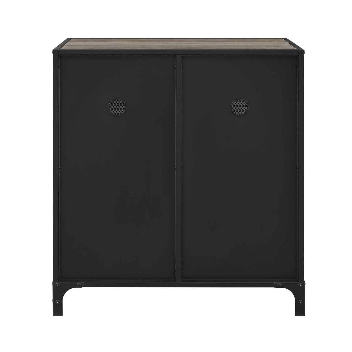 Urban Industrial Accent Cabinet with Mesh Gray Wash O8662