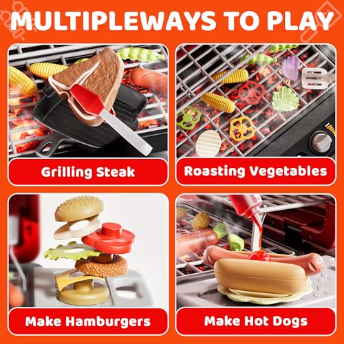 Kids BBQ Grill Playset with Wheels, Smoke Sound Light U4998