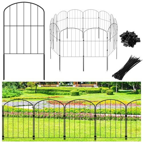 Decorative Garden Fence 24in x 10.5ft 10 Panels Metal Wire T748