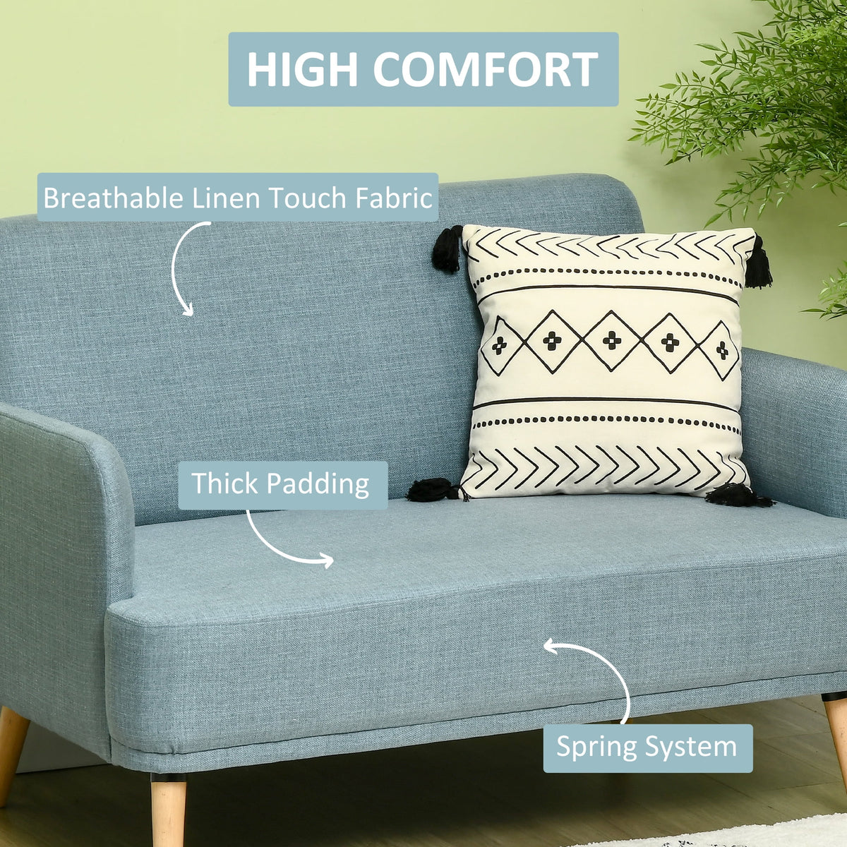 Blue Upholstered Loveseat Sofa M8312