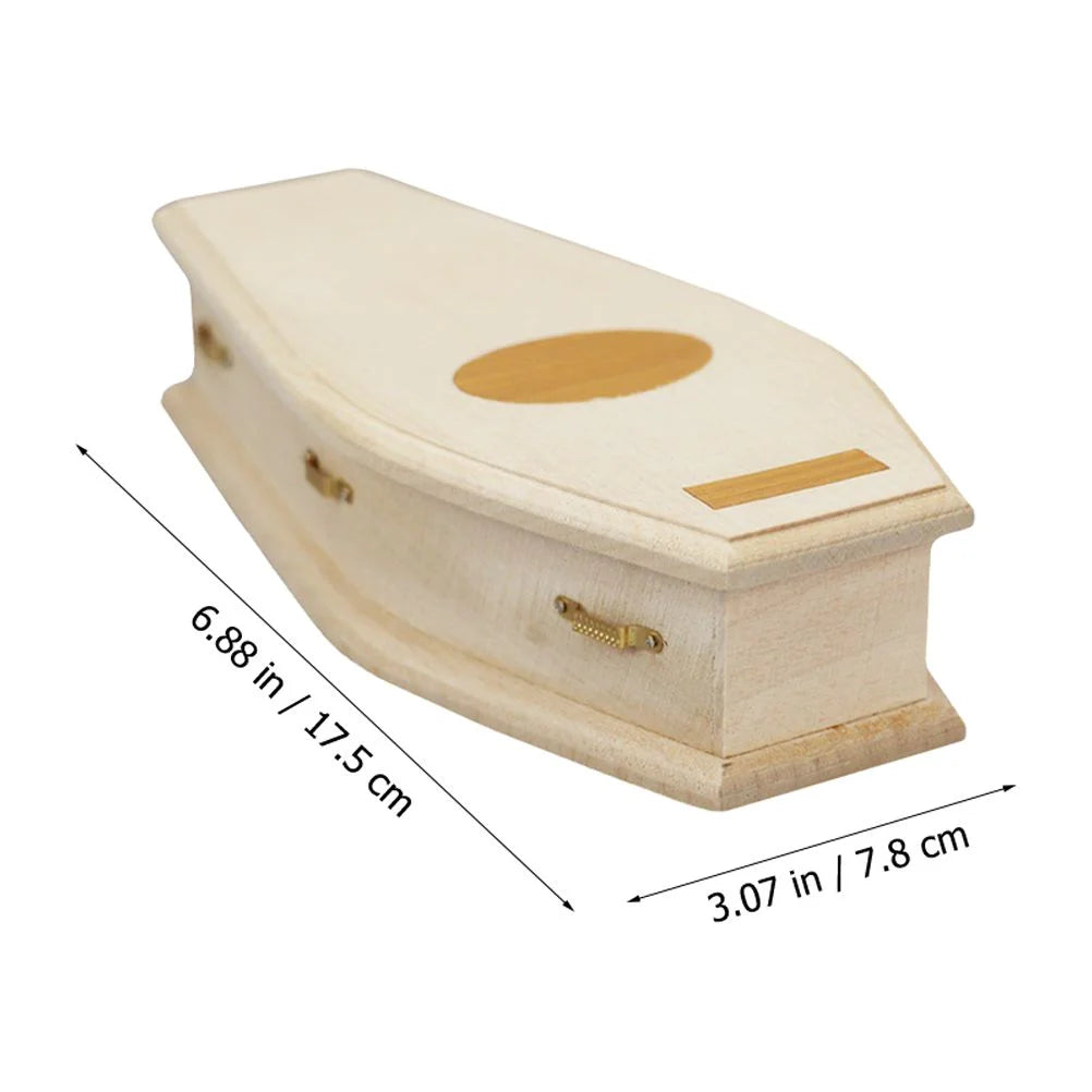 Miniature Coffin Wood Doll House Decoration G764549