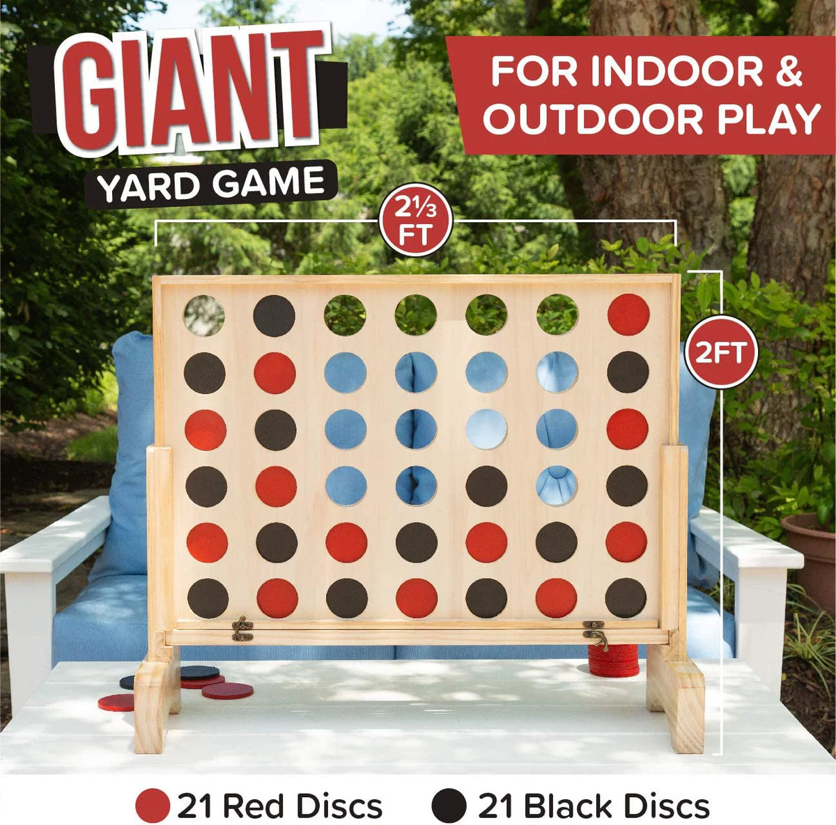 Wooden 4 in a Row Game with Coins, Case and Rules H12240